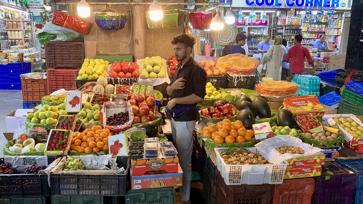 A fruit and vegetable stall in Crawford Market, Mumbai