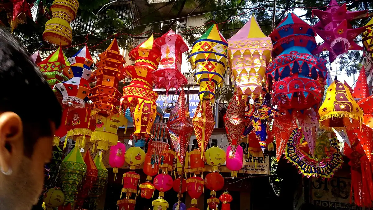 Colourful Diwali lanterns on sale in India